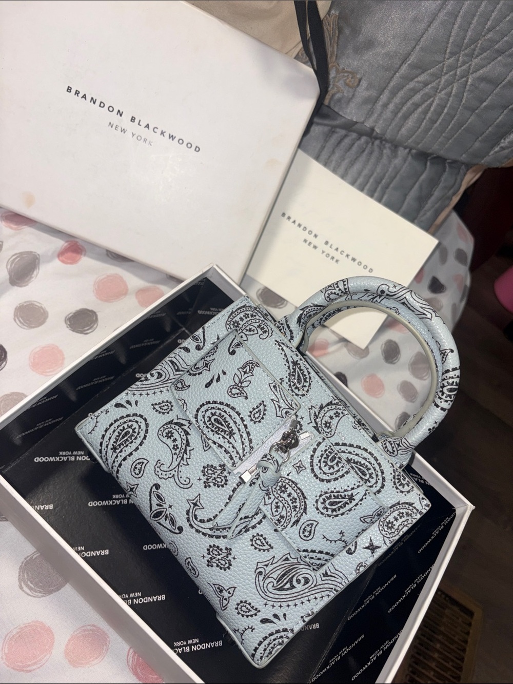 Brandon Blackwood Baby Blue Paisley Mini Bag